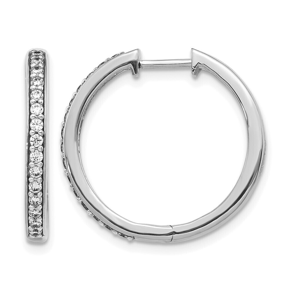 14k White Gold Diamond Hinged Hoop Earrings